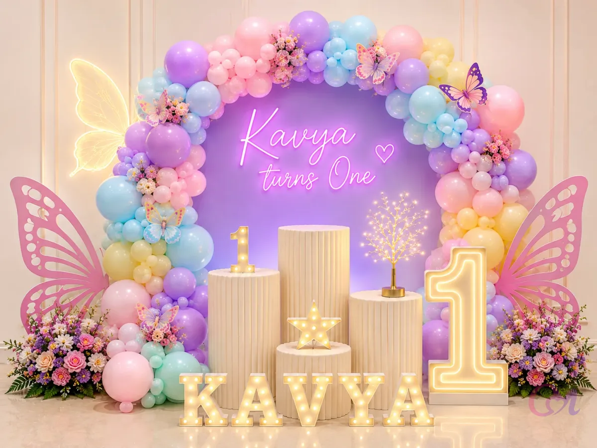 Pastel Butterfly 1st Birthday Decoration