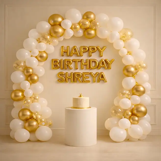 Golden Glamour Birthday Balloon Decor