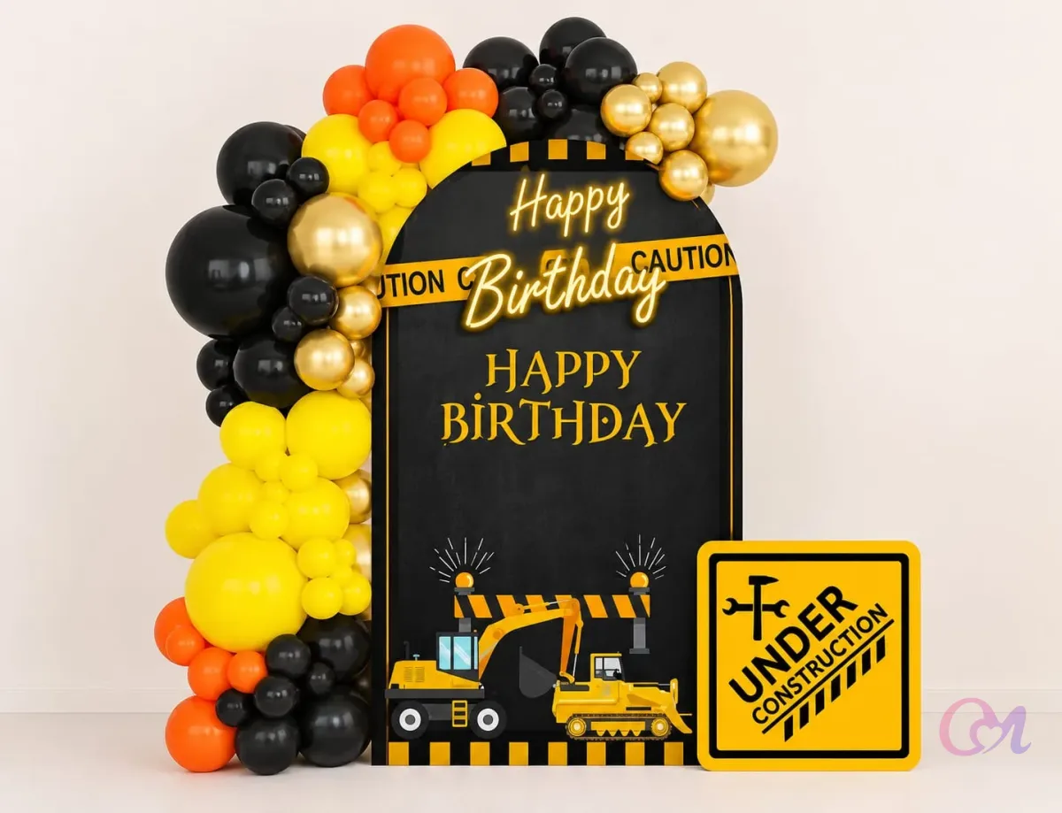 Under Construction Theme Birthday Balloon Decor