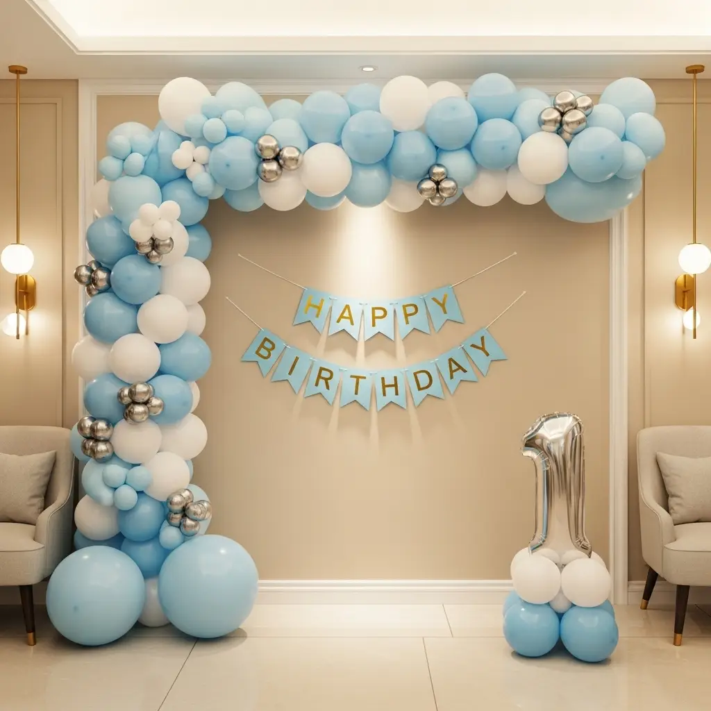 Luxury Baby Boy Balloon Setup