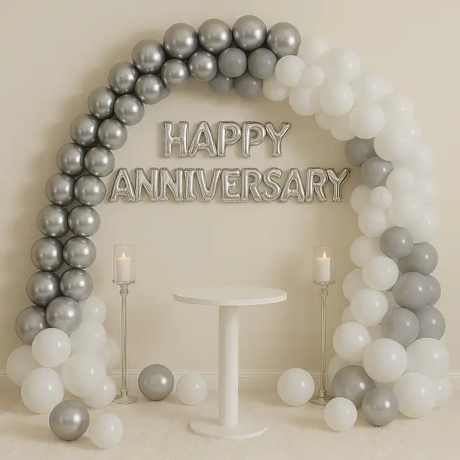 Silver N Grey Anniversary Balloon Decor image 3
