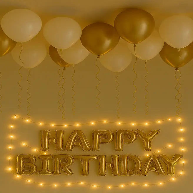 Warm Glow Birthday Celebration Balloon Decor image 3