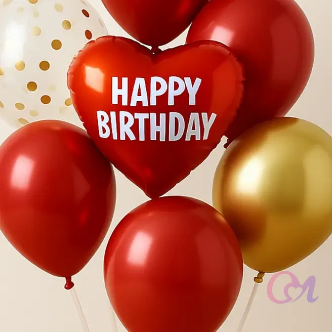 Red N Gold Birthday Balloon Stand image 2