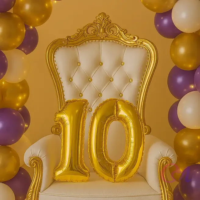 Purple Gold Birthday Balloon Backdrop image 3