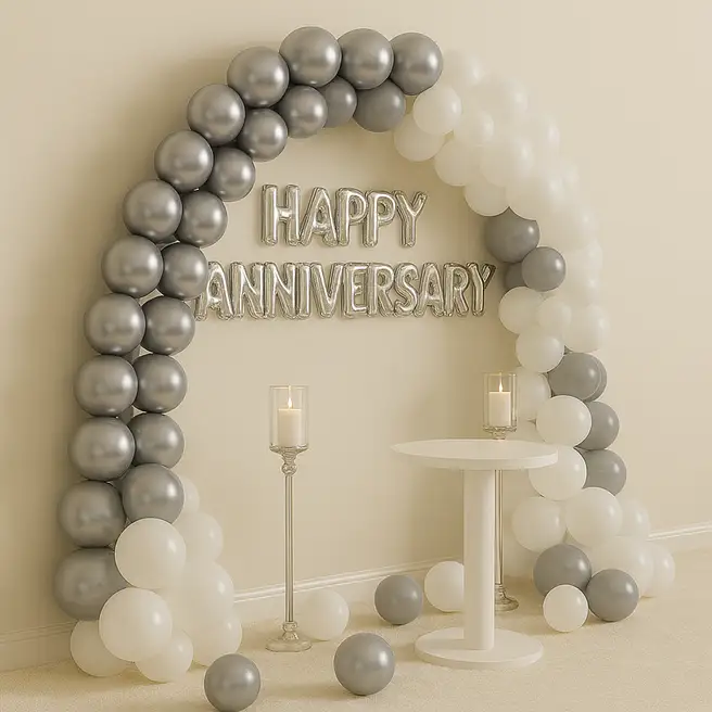 Silver N Grey Anniversary Balloon Decor image 4