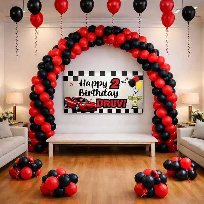 Racing Car Birthday Balloon Decor