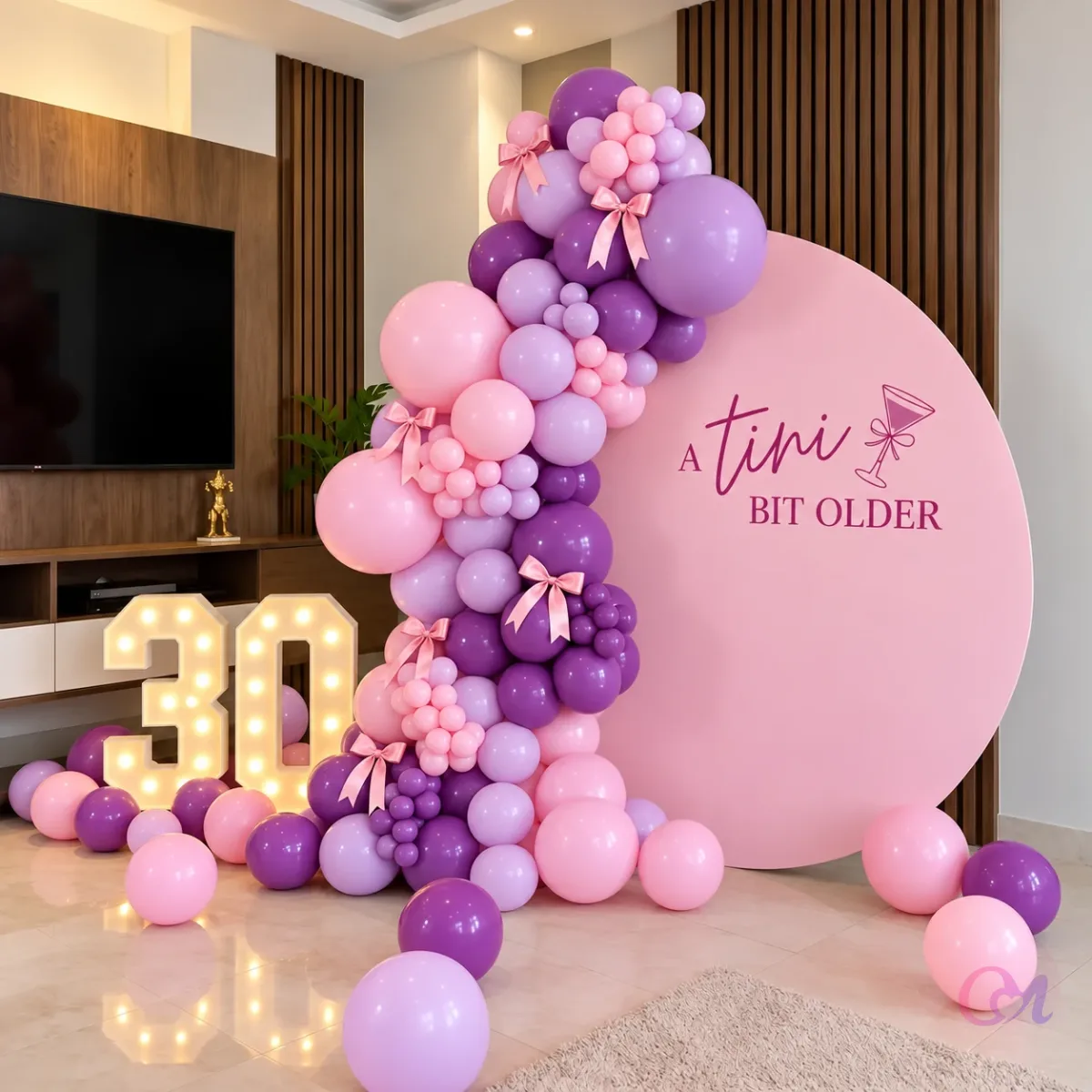 Pink & Purple 30th Birthday Ring Decoration